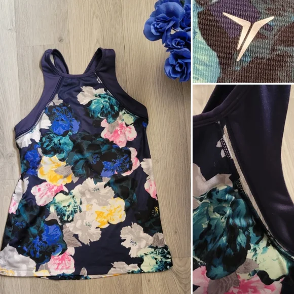 Old Navy Active Go-Dri Floral Racerback with built-in sports bra, Women's Medium - Picture 1 of 13
